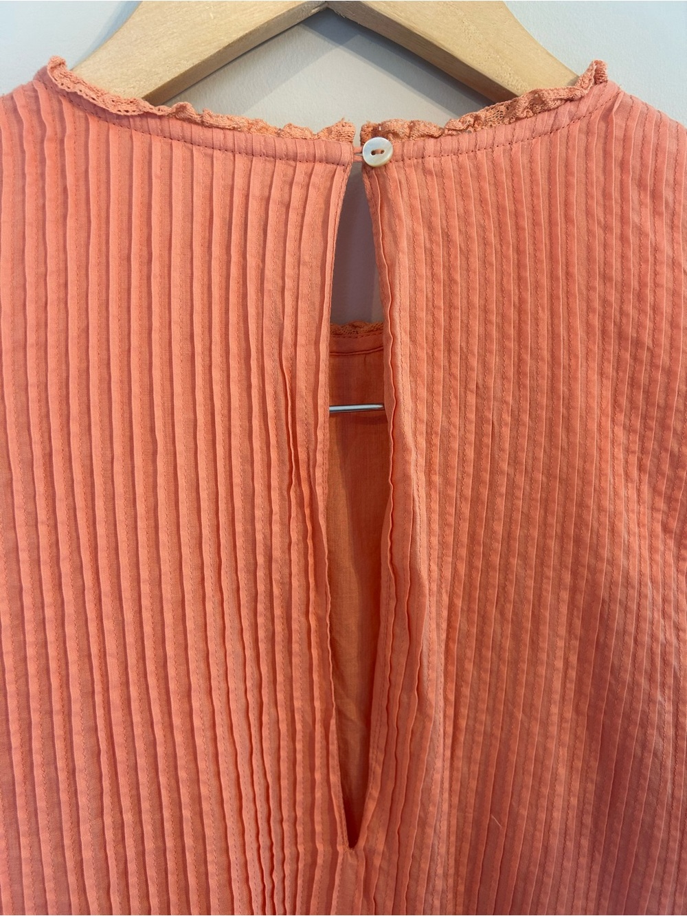 Aritzia Wilfred Boheme Boho Babydoll Elia Ruffle Trim Mini Dress Peach Small - Picture 7 of 8